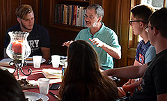 Dr. Briggs leading a book discussion with first-year students