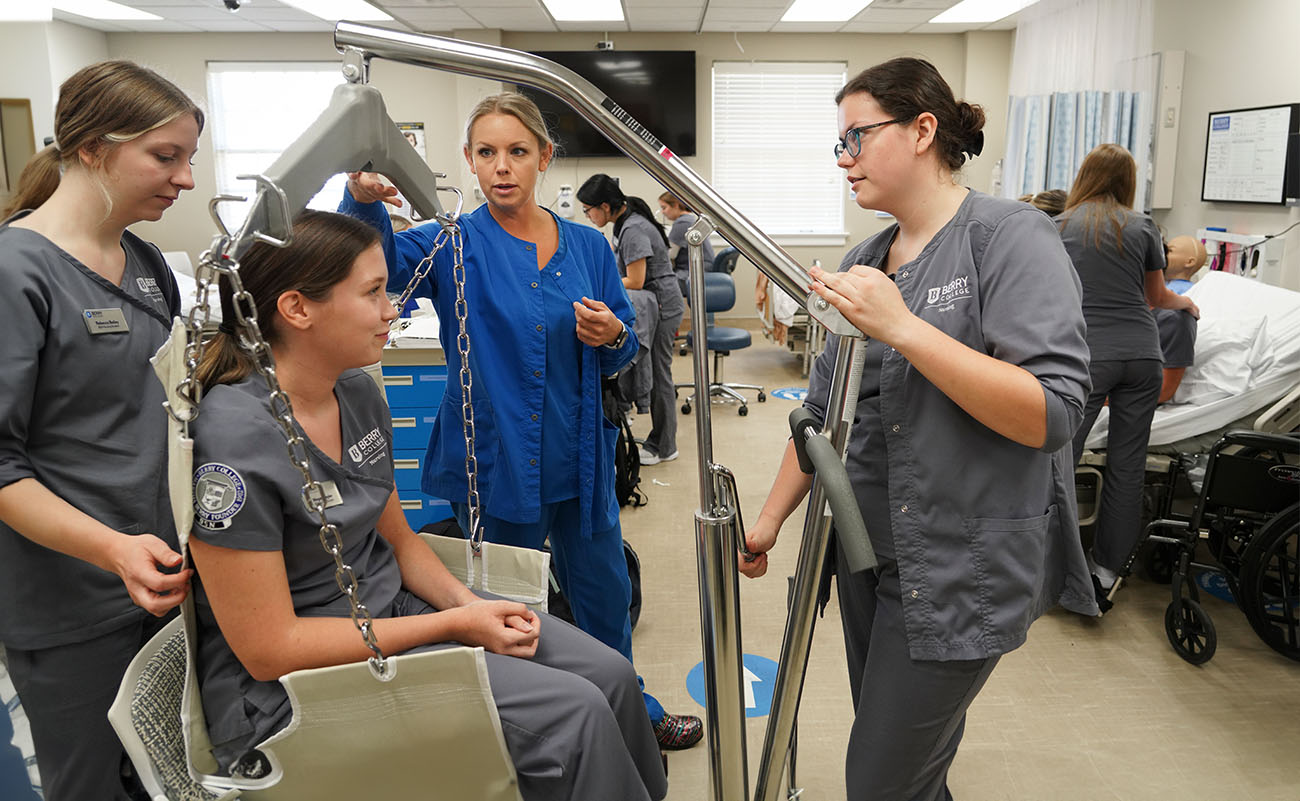 Nursing students practicing medical procedures