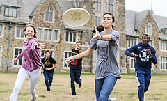 Students Playing Frisbee