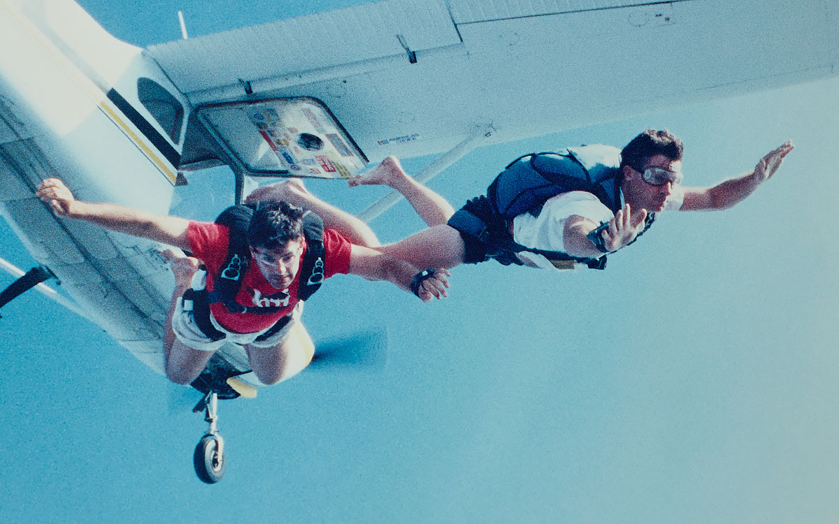 Dr. Richard Newell skydiving.