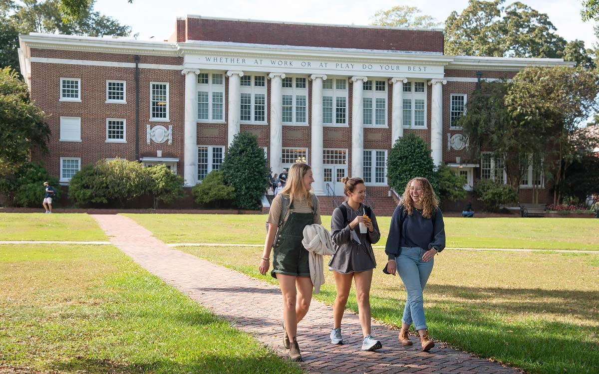 Students walking in front of Green Hall.