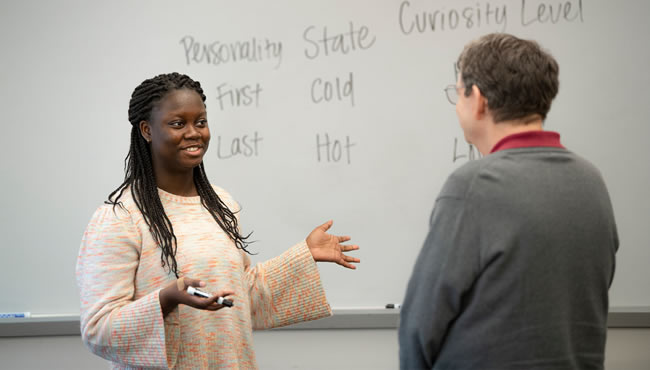 Student and professor talking