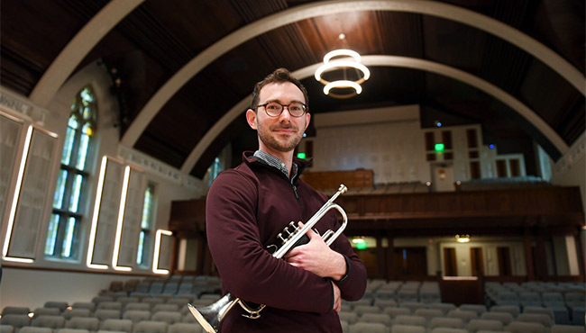 Charles Calloway holding a trumpet
