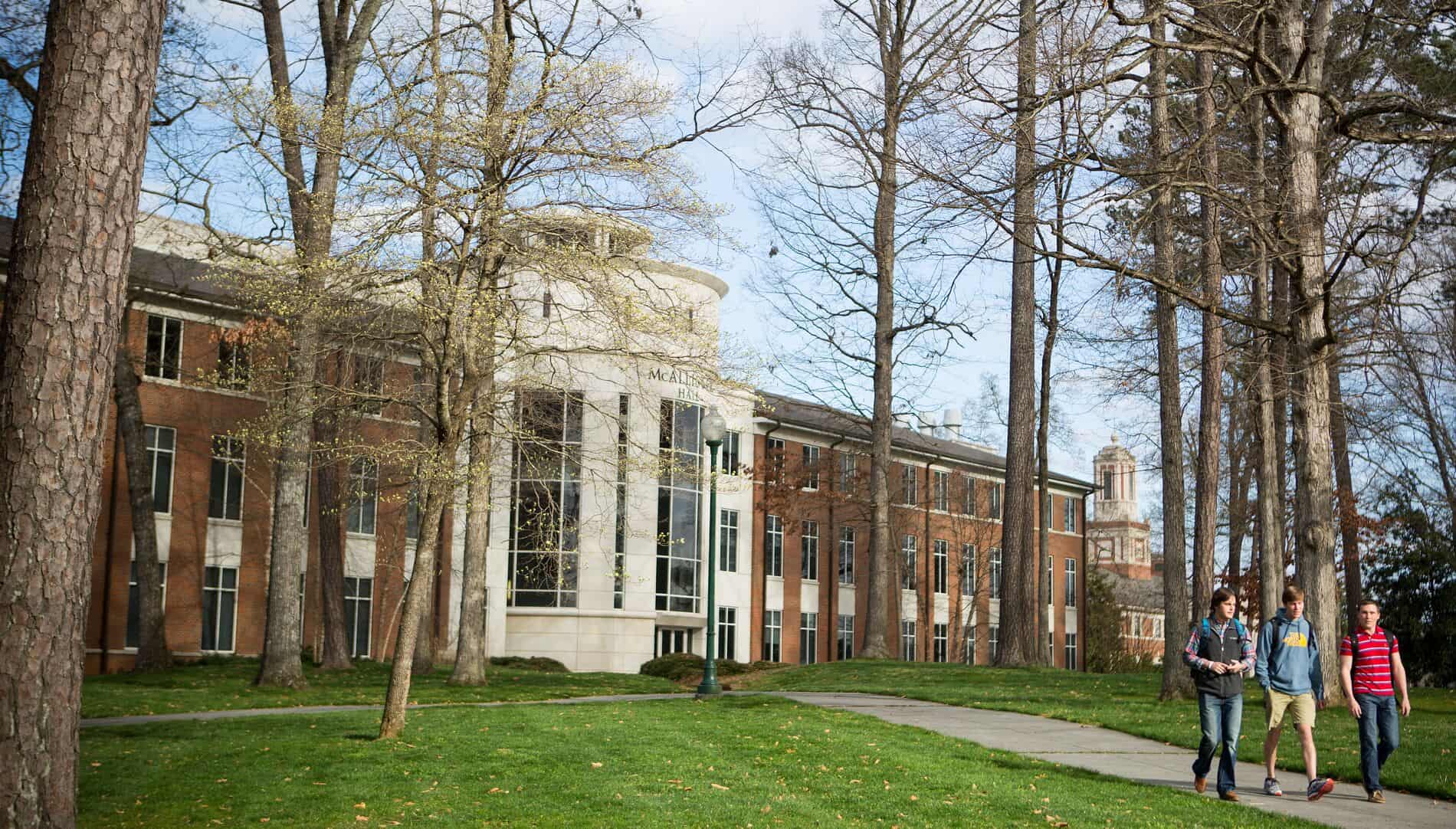 Students walking outside of the MAC building