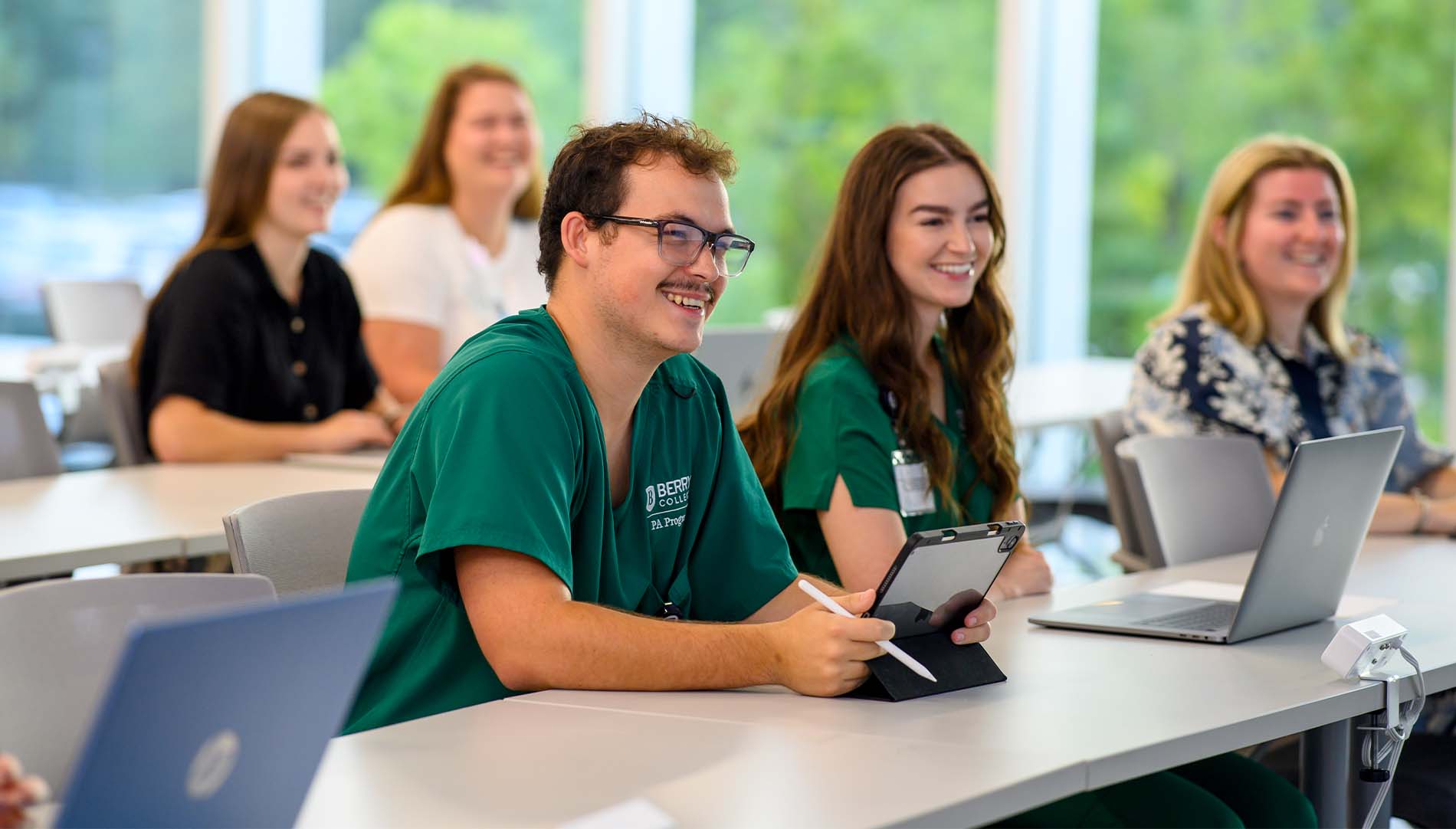 Faculty and students practicing patient care in Morgan-Bailey Hall