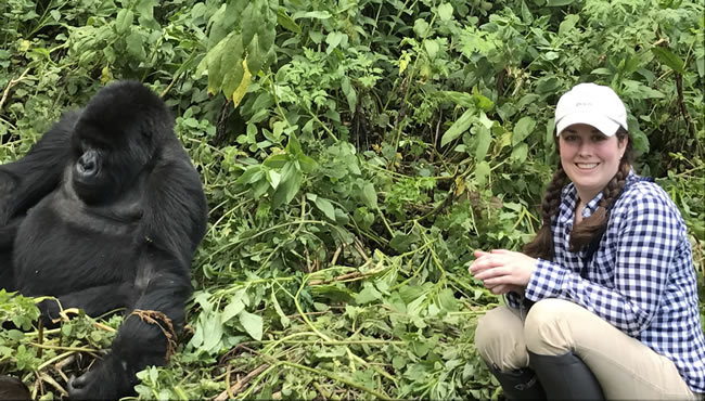 Amanda Moll and a monkey