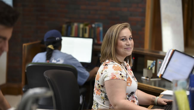 Erin Stewart in library