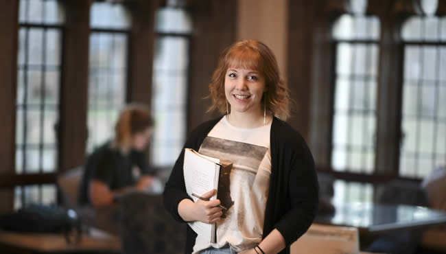 Kate Lewis in a classroom