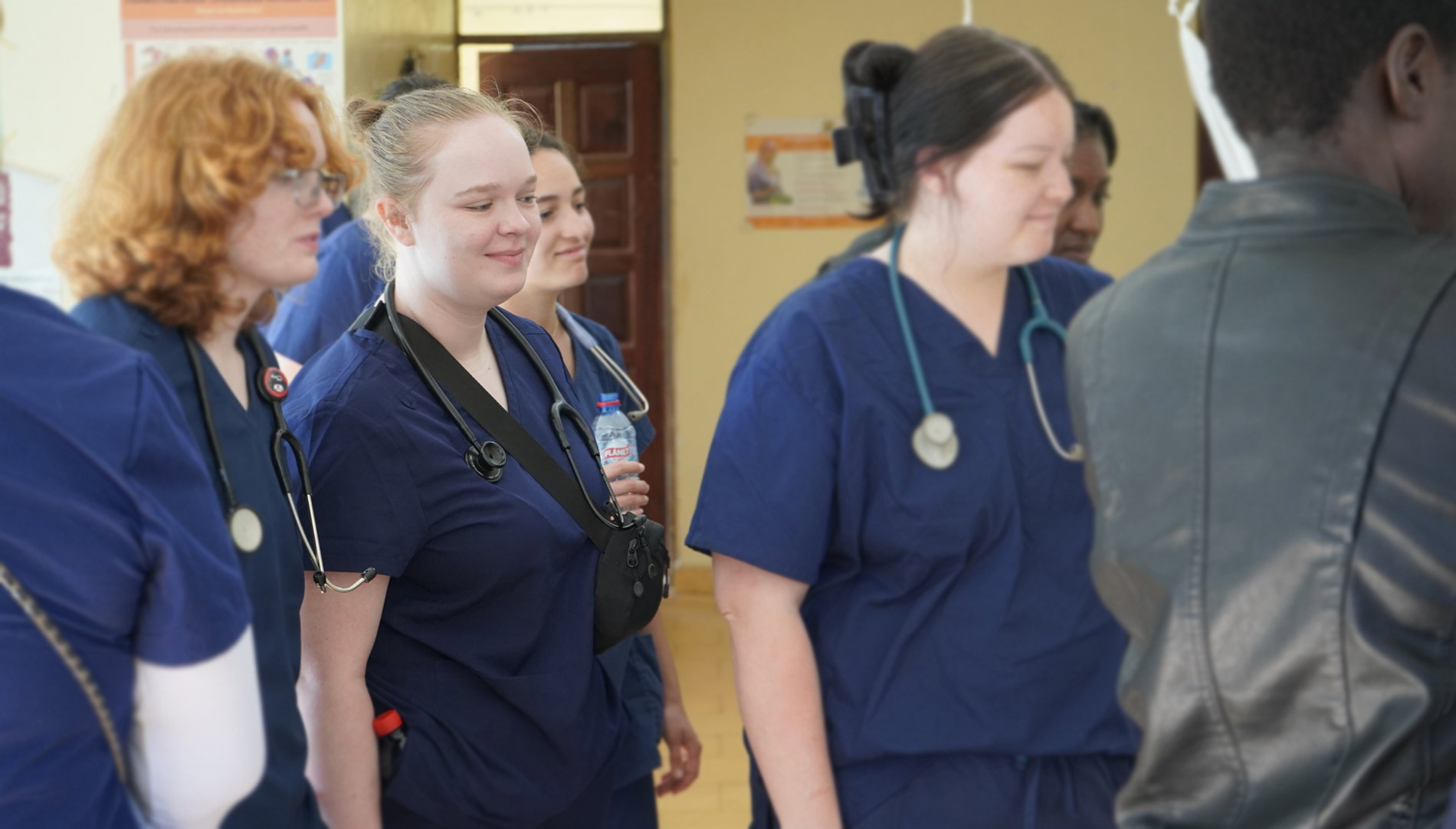 Analiese Wrye and nursing students watching demonstration