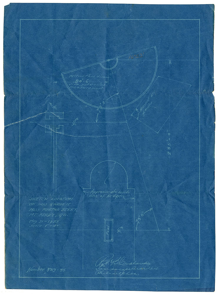 Blueprint of the Sunken Garden placement in relation to the Formal Garden