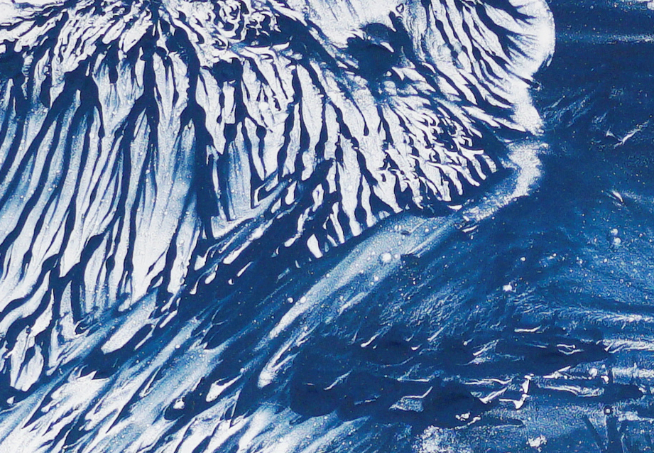 Detail of Makoto Fujimura's "Walking on Water- Glacier" painting