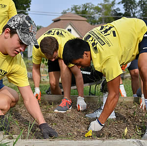 students participating in service day