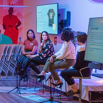 Faculty panel in the Good Neighbor Center